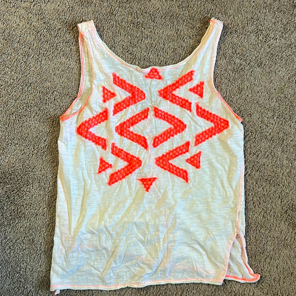 We the Free/Free People neon pink and white tank top
